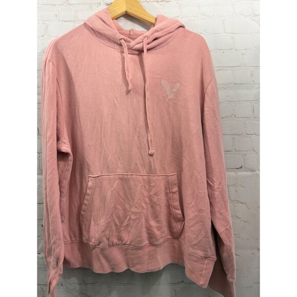 American Eagle Hoodie Mens Size Large Pink Super Soft Pullover - Picture 1 of 8